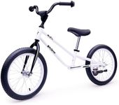 bicystar 16 Inch Kids Balance Bike for 5-8 Year Old, BMX Kids Bike with No Pedals, Air Rubber Tires, Footrests, Adjustable Height for Big Kids, Boys, Girls (White)