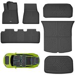 KARPAL Floor Mats Fit with Tesla Model Y (5-Seater) 2024-2020, 6PCS of All-Weather TPE Front & Rear Row Mats with Frunk & Sub-Trunk & Cargo Liners