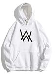 The SV Style Unisex Cotton ALAN WALKER Printed Warm Hooded Neck Regular Fit Hoodie (White, X_Large)