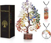 YATSKIA Seven Chakra Tree of Life - Crystal Tree for Positive Energy - Tree of Life Decor - Feng Shui Decor - Spiritual Gifts - 7 Chakra Tree, Money Tree - Stone Tree - Home Decor - Crystal Decor