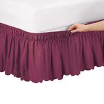 Scalloped Wrap Ruffle Bedskirt Burgundy Twin/Full, Burgundy, Twin/Full