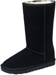 Vepose Women's Boots Suede Snow Booties Warm Mid Calf Booties Classic Knee High Fashion Shoes Tall 988 Black Size 8(CJY988 Black 08)