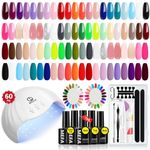 MEFA Gel Nail Polish Kit with UV Light 42 Colors Gel Polish with Base Coat Matte/Glossy Top Coat Nail Art Decorations Manicure Essential Tools Starters Kit Home Salon Beauty Gifts 60 Pcs