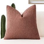 Foindtower Decorative Textured Boucle Throw Pillow Covers Accent Solid Pillow Cases Neutral Soft Cozy Couch Cushion Case for Chair Sofa Bedroom Living Room Home Decor 18x18 Inch,1PC,Orange Rust Red