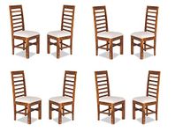 GFH Solid Sheesham Wood Dining Chairs Only | Wooden Set of 8 Dinning Chair for Kitchen & Dining Room | Chairs with Cushion | Rosewood, Natural Teak Finish (8 Seats)