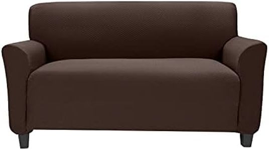 Premius Vivian Stretch Diamond Living Room Love Seat Cover, Stretchy Soft & Comfortable Feel Fabric, Protects and Transforms Furniture, Machine Washable, 96.5x47.25 Inches (Coffee)