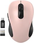 WisFox 2.4G Wireless Mouse for Laptop, Ergonomic Computer Mouse with USB Receiver and 3 Adjustable Levels, 6 Button Cordless Mouse Wireless Mice for Windows Mac PC Notebook (Pink)