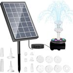 Solar Water Fountain,7W Solar Fountain Pump with 10 Fountain Styles,DIY Solar Powered Water Feature with 3000mAh Battery，Solar Water Pump Bird Bath Fountain,Garden Pond Pump for Outdoor Pool,Fish Tan