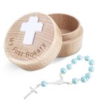 TBTFW My First Rosary, Baby Rosary Baptism Keepsake Box, Baby Rosary Catholic Baptism Gifts for Boys, Rosary for Baby Birthday Baby Shower