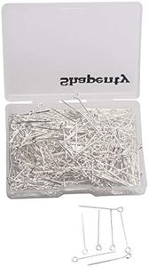 Shapenty 500PCS Mini Metal Wire Eyepins Beading Small Open Eye Head Pins Needles Bulk for DIY Craft Bead Earring Pendant Necklace Bracelet Jewelry Charm Finding Making (Silver, 24mm/1Inch)