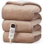 EHEYCIGA Heated Blanket Twin, Electric Blanket Heating Blanket with 9 Heating Levels & 10 Hours Auto Off, Soft Cozy Sherpa Portable Washable Blanket with Fast Heating Camel, 62 x 84 Inches