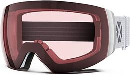 MAXJULI Ski Goggles Men Women,OTG Snow Goggles with Magnetic Interchangeable Anti-Fog HD Lens UV Protection (White Frame/Rose Lens)