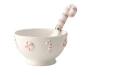 Boston International October Hill Candy Cane Ceramic Dip Bowl and Spreader Set