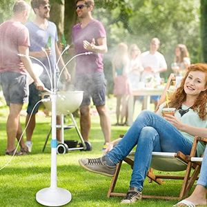 Stand Misters for Outside Patio with Adjustable Riser Tube (up to 46in) - 5 Brass Nozzles and 26FT Line Standing Misting Cooling System for BBQ, Patio, Pool, and Water Activities