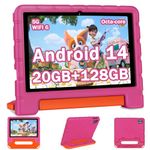 2024 Newest Kids Tablet 10 inch Android 14 Tablets for Kids Octa-Core, 20GB+128GB (TF 1TB), Toddler Tablet with Shockproof, 2.4G+5G WiFi 6, Parental Control, Face Unlocked,Split-Screen (Rose red)