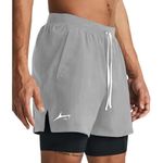 PROSHARX 2 in 1 Active Dual Shorts with Inner Tights Layer | Men's Double Layer Short for Running, Gym & Sports (XL, Grey)