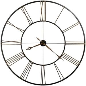 Howard Miller Vivian Gallery Wall Clock, Wrought Iron, Aged Black Finish, Antique-Gold Roman Numerals, Silent Quartz Movement, for Bedroom, Office & Classroom