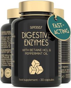Digestive Enzyme Supplements with Betaine HCL - 7 Digestive Enzymes for Gut Health & Support with Lactase, Bromelain, Lipase & Peppermint Oil - 30 Capsules - Gentle & Fast Acting Tablets - UK Made