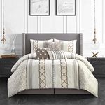 Grand Avenue Luxury 7 Piece Cozy Boho Comforter Set Queen Beige Embroidered Girls Bedding Premium Microfiber All Season Home Décor