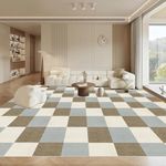 QIUYMI Splicing Mats,Floor Mat,Non-Slip Carpet Rugs for Living Room Bedroom Playroom,11.81x11.81x0.16IN Play Mat Corridor Mats for Kids Elders and Dogs,36 Pcs(Off-White&Light Grey&Mocha)