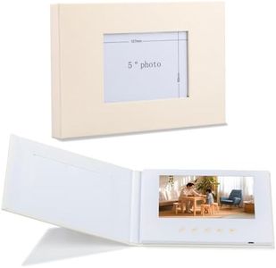 7" Auto-Play Video Memory Book, Linen Keepsake With Photo Window