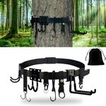 Treestand Strap Gear Hangers, Multi-Hook Accessory Holder for Bow Hanger, Tree Stand Accessories Holder with 8 Hooks, for Gears Bow Quiver Backpack Tree Saddle Bottle, with Storage Bag (Black)