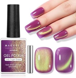 Makartt Cat Eye Gel Nail Polish - 10ml 3D Holographic Glitter Cateye Gel Polish with Magnet, Noble Purple, Long-Lasting UV/LED Soak Off for Salon & DIY - Lady Finger Grape