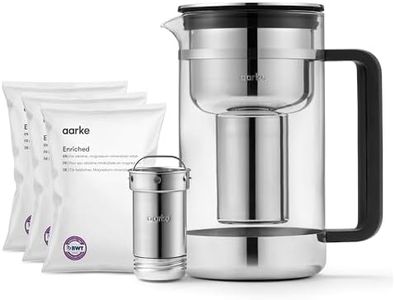 Aarke Purifier Large Glass Pitcher Bundle w/Steel Filter, BPA-Free, 3 Enriched + 1 Pure Granules, 2.8L Pitcher with 1.66L Filtration Capacity