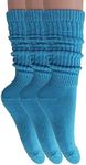 AWS/American Made Slouch Socks Cotton Scrunch Knee High Extra Long and Heavy Socks (Turquoise, 3)