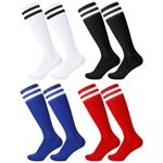 Zuimei 4 Pairs Childrens Football Socks Kids Football Socks Breathable Soccer Socks Long Football Sports Socks for Kids Boys Girls Youth Junior Running,Training,Rugby,Hockey(Aged 5-13)