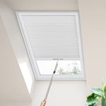 Moonice Skylight Blinds Cordless Roof Honeycomb Window Blinds Light Filtering Cellular Pleated Roof Blinds for Home Easy to Install Blinds for Inclined Plane Room Windows Custom Size (White)