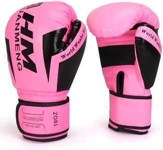 PiscatorZone Boxing Training Gloves Punching Bag Gloves for Women & Adult, Professional Shockproof Gloves for Training Playing Muay Thai, Sparring, Fighting Kickboxing (Pink, 10OZ)