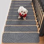 Fixmend Stair Treads Non Slip for Wooden Steps, 8" X 30" (15-Pack) Stair Runner Carpet Treads Indoor with Reusable Adhesive, Stairslide Carpets Rugs Safety Mats for Elders, Kids & Dogs, Grey