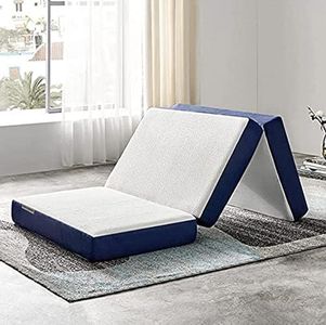Loom & Needles Tri-fold 4 Inches Single Folding Mattress | Foldable Bed Mattress | Medium Firm Memory Foam Floor Mattress | Cooling Gel Technology | Gymnastic/Picnic/Travel/Yoga/Camping | 72x36x4 Inch