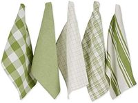 DII Everyday Basic Kitchen Collection Large Woven Cotton Dishtowel/Tea Towel Set, 18x28, Antique Green, 5 Count