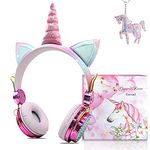 TCJJ Kids Wireless Headphones,Shiny Rhinestone Girls Unicorn Wireless Bluetooth Headphones with Mic,Safe 85db Volume Limiting Children's Gaming Headset,for Study Online/Live Stream/Birthday Gift