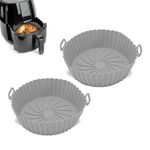 Q Lines® Silicone Air Fryer Liner round - 2 Pack Reusable Heat-Resistant Pot - Replacement for Disposable Parchment Paper Liners, Greaseproof Kitchen Accessories, Compatible with COSORI, Ninja, Tower