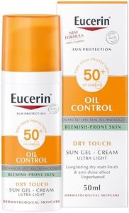 Eucerin Oil Control Sun Gel-Cream Dry Touch SPF 50+ 50ml, Unscented Sun Protection Gel for Sensitive, Oily and Acne-Prone Skin, Fast-Absorbing Sunscreen with UV Filter