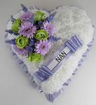 Artificial Flower Wreath for Funeral or Grave - Heart Shaped Tribute with Rosebuds and Lavender