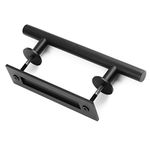 Toprema 30CM Black Stainless Steel Sliding Barn Door Handle Pull and Flush Set Two-Sided Handle Hardware