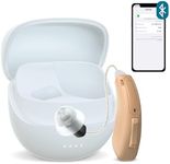 RIC Single Hearing Aid for Seniors ,CUSTOM FIT Digital Over-The-Counter Rechargeable Tinnitus Masking Premium Hearing Aid Solution for Adults,Nearly Invisible Bluetooth Call Enabled,Auto-On, 1pc Right Side