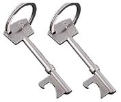 RK Gifts Bottle Opener Keyring Beer Bar Novelty Gift in Solid Black or Silver (Silver (2 Pack))