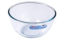 Pyrex Iconics Glass Mixing Bowl 3.1L Litre - 24(Dia)cm, Clear, Can be used for Heating Delicate Ingredients & Sauces - Microwave, Conventional Oven & Dishwasher Safe, P585