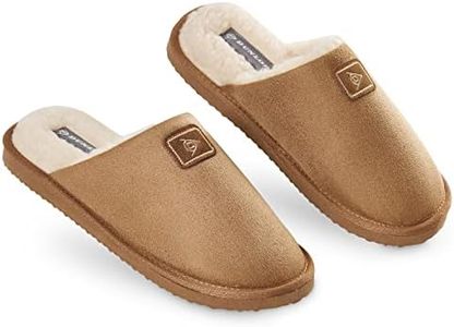 DUNLOP Pantofole Uomo Invernali, Ciabatte da Casa Uomo Memory Foam Casa con Imbottitura Interna Regali per Lui Natale Compleanno (Marrone Chiaro, 44, numeric_44)