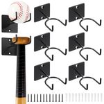 6 Pcs Baseball Bat Holder Black Vertical Baseball Bat Wall Mount Display Stand Baseball Bat Wall Mount Storage Baseball Holder Baseball Bat Rack for Man Cave Decor Sport Memorabilia Ball Storage