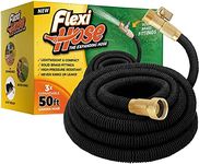 Flexi Hose Upgraded Expandable Garden Hose Extra Strength 3/4" Solid Brass Fittings - The Ultimate No-Kink Flexible Water Hose (Black, 50 FT)