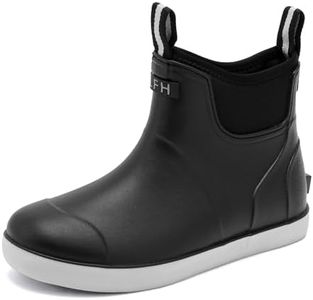 CKWLXQY Men's Deck Boots, Waterproof Ankle Rain Boots Men Anti-Slip Traction, Outdoor Rubber Fishing Garden Boots High-Performance Shoes for Farming, Black, 11