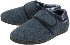 DUNLOP Velcro Fastening Slippers for Men Memory Foam | Orthapedic | Easy Close | House Bedroom Indoor (8 UK, Navy, numeric_8)