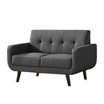 Husbedom 51 Inches Loveseat Sofa, Mid-Century Modern Mini Couch with Tufted Back for Small Living Room, Bedroom,Apartment, Dorm,Track Arms, Wooden Legs, Easy Assembly, Light Grey