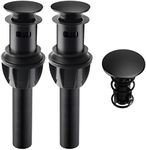 iFealClear 2 Pack Bathroom Sink Drain with overflow, Push and Seal Pop Up Drain Stopper for Faucet Vessel, Anti-Explosion And Anti-Clogging pop up plunger Sink Drain Assembly, Matte Black